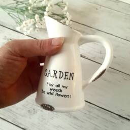 Small Ceramic Garden Vase - The Home & Hearts Shop Jug Planter Rustic Shabby Wedding Gift Xmas - thumbnail 3