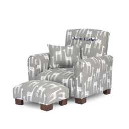 Personalized Child's Upholstered Rocking Chair/Chair - Grey Giraffe - thumbnail 1