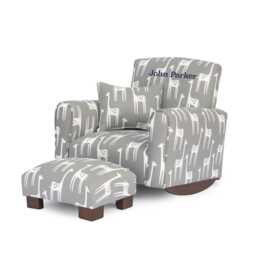 Personalized Child's Upholstered Rocking Chair/Chair - Grey Giraffe - thumbnail 2