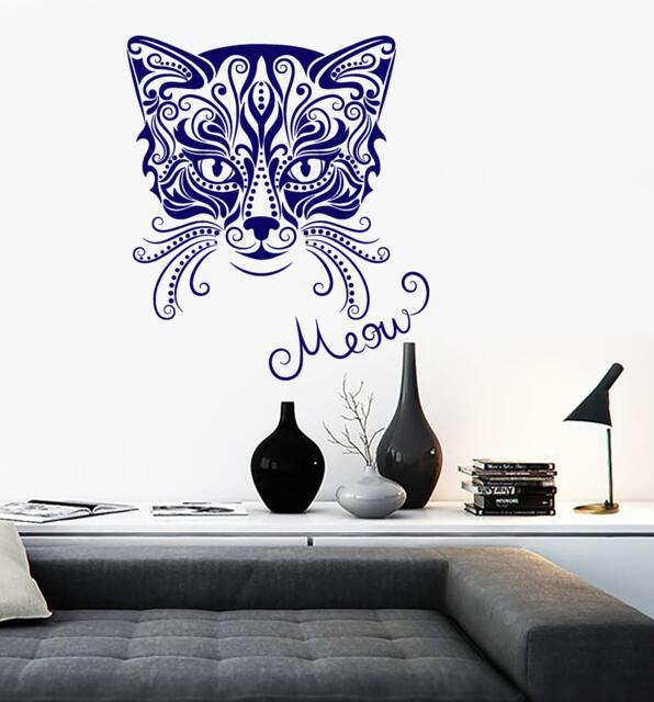 Wall Vinyl Decal Cat Ornament Quote Meow Pop Art Cool Abstract Modern Home Decor - #1105Dz - image 1