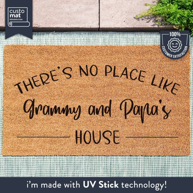 There's No Place Like Grammy & Papa's House - Christmas Gift Personalized Family Mat Custom Coir Doormat Housewarming - image 1