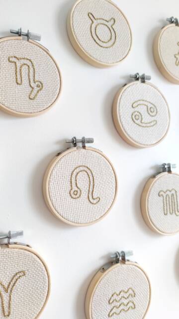star Sign Wall Embroidery - Aries Taurus Gemini Cancer Leo Virgo Libra Scorpio Sagittarius Capricorn Aquarius Pisces - image 1