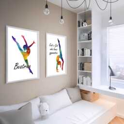 Personalized Gymnastics Prints Set Of 2 Abstract Watercolor Wall Art - thumbnail 3