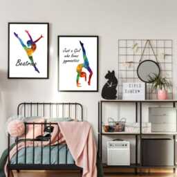 Personalized Gymnastics Prints Set Of 2 Abstract Watercolor Wall Art - thumbnail 2