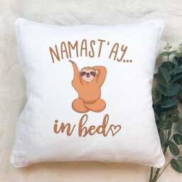 Namast'ay in Bed Sloth Pillow Cover - Funny Yoga Throw Gift - thumbnail 2