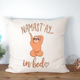 Namast'ay in Bed Sloth Pillow Cover - Funny Yoga Throw Gift - thumbnail 1