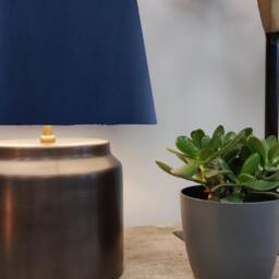 Navy Blue Extra Tall Cone Lampshade in Velvet, Conical Fat Lamp Shade - thumbnail 2