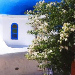 Oia Santorini View 9 Canvas Paper A4 Print Greek Islands Paintings - thumbnail 2