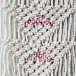 Small Macrame Wall Hanging - Pop Of Pink Triangle Pattern - thumbnail 4