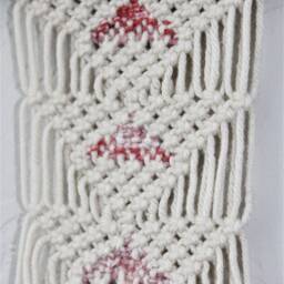Small Macrame Wall Hanging - Pop Of Pink Triangle Pattern - thumbnail 3