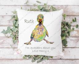 Duck Cushion, Pillow, Personalised Duck, Gift, Gift For Him, Lover, Birthday Her, Anniversary - thumbnail 1