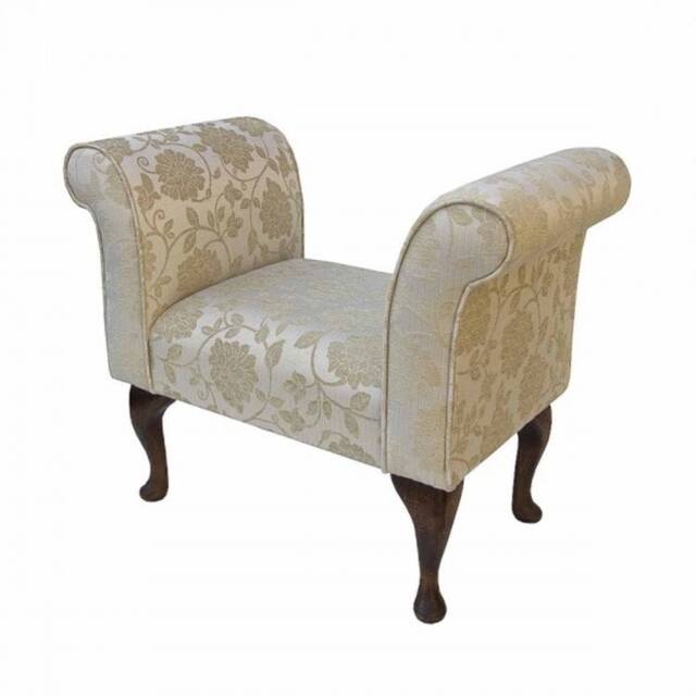 Handmade Floral Fabric Bench - Woburn Gold, British Made - image 1