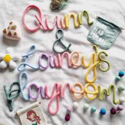 Rainbow Knitted Name Sign - Alternating Colour Word Changing Personalised L Wire Writing Wall Hanging - thumbnail 2