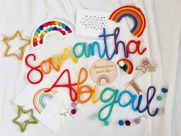 Rainbow Knitted Name Sign - Alternating Colour Word Changing Personalised L Wire Writing Wall Hanging - thumbnail 1