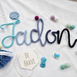 Rainbow Knitted Name Sign - Alternating Colour Word Changing Personalised L Wire Writing Wall Hanging - thumbnail 4