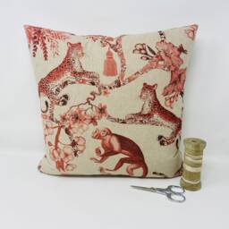 Red Monkey Cushion Cover Tropical Safari Print, Jungle Home Decor - thumbnail 2