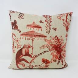 Red Monkey Cushion Cover Tropical Safari Print, Jungle Home Decor - thumbnail 3