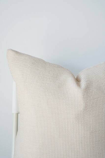 Beige White Striped Pillow Cover - image 1