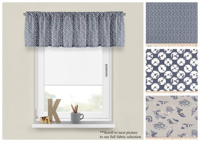 Cello Blue Nautical Valance - Premier Prints Designer Window Treatments - Custom Topper For Beach House Decor - Straight Or Wavy Panel - image 1