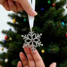 Christmas Photo Ornament, Personalised Projection Memorial Family Snowflake Bauble, Holiday Gift - thumbnail 2