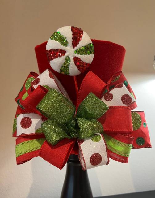 Lollipop Red Top Hat Christmas Tree Topper Centerpiece - image 1