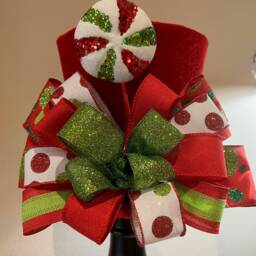 Lollipop Red Top Hat Christmas Tree Topper Centerpiece - thumbnail 2