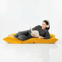 Bean Bag Plush Velvet Floor Cushion Lemon Square Pillow, Indoor/Outdoor - thumbnail 2
