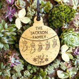 Personalised Family Christmas Ornament, Hanging Stockings, Custom Bauble, Gift Decor, First Decoration, Names, 2023 - thumbnail 3