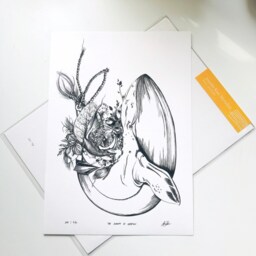 The Journey Of Creation - Whale - Life Ink Illustration Wall Art Giclee Print - thumbnail 2