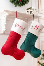 Velvet Christmas Stockings With Holly Branch Personalization, Family Christmas Stockings, Velvet