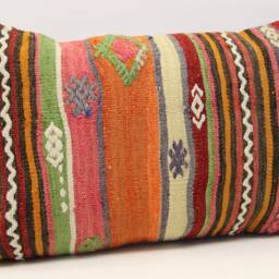 Handmade Turkish Kilim Pillow Cover, Wool & Cotton, 16x24 - thumbnail 2