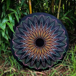 Uv String Art Psychedelic Mandala , 50x50cm/19.7 Inches, Handmade 3D Wall Art, Black Light, Home Decor, Wall Hanging, Yoga Art, Thread &nails - thumbnail 3