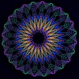 Uv String Art Psychedelic Mandala , 50x50cm/19.7 Inches, Handmade 3D Wall Art, Black Light, Home Decor, Wall Hanging, Yoga Art, Thread &nails - thumbnail 2