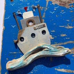Driftwood Fishing Boat Art Nautical Coastal Decor - thumbnail 3