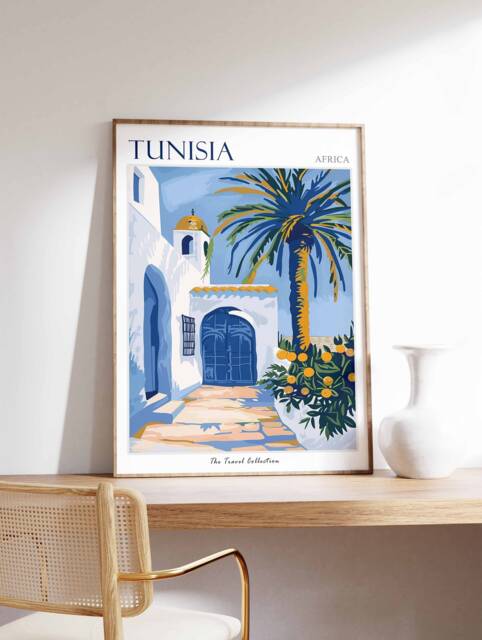 Tunisia Travel Poster Botanical North African Wall Art - image 1
