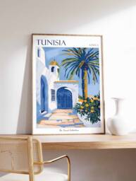 Tunisia Travel Poster Botanical North African Wall Art - thumbnail 1