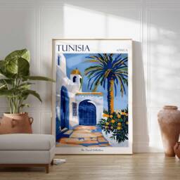 Tunisia Travel Poster Botanical North African Wall Art - thumbnail 3
