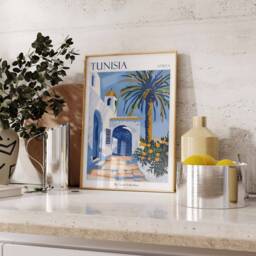 Tunisia Travel Poster Botanical North African Wall Art - thumbnail 2