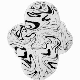 Flow Black & White Rug Geometric Accent Carpet, 75x80 cm - thumbnail 2