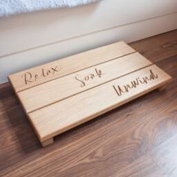 Peak Heritage?? Personalised Engraved Solid Oak Duck Board Bath Mat Shower Wooden - thumbnail 2