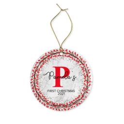 Personalised Initial Christmas Ornament Floral Wreath Bauble - thumbnail 3