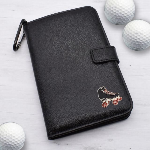 Retro Roller Skate Design - Personalised Leatherette Golf Organiser Complete With Divot Repairer, Marker, Tees, Scorecard & Pencils - image 1