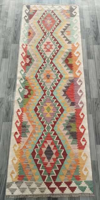 Handmade Wool Kilim Runner, Classic Artisan Afghan Turkish Persian Qashqai Moroccan Navajo Natural Flatweave Rug 248x81 cm - image 1