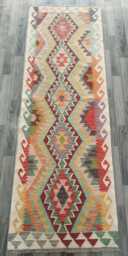 Handmade Wool Kilim Runner, Classic Artisan Afghan Turkish Persian Qashqai Moroccan Navajo Natural Flatweave Rug 248x81 cm - thumbnail 1