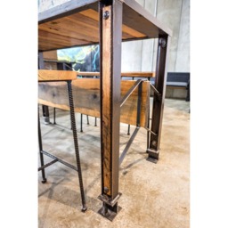 Reclaimed Wood Bar Table Industrial Pub Table With Metal Legs - thumbnail 2