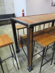 Reclaimed Wood Bar Table Industrial Pub Table With Metal Legs - thumbnail 3