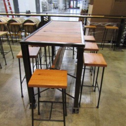 Reclaimed Wood Bar Table Industrial Pub Table With Metal Legs - thumbnail 4