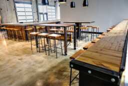 Reclaimed Wood Bar Table Industrial Pub Table With Metal Legs - thumbnail 1