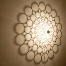 Halogen Wall Lamp Bubbles - Shadow Wooden Lampshade Silhouette - thumbnail 3
