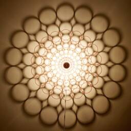 Halogen Wall Lamp Bubbles - Shadow Wooden Lampshade Silhouette - thumbnail 2